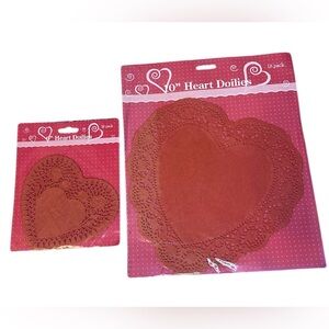 Valentine’s Day decoration 6” + 10” heart shaped doilies red lace paper craft